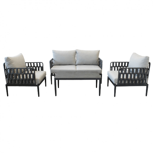 MILANI HOME  CASCADA - salotto outdoor con struttura in alluminio grigio chiaro, antracite o naturale