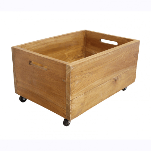 MILANI HOME URSUS - cassetta con ruote in legno di mogano