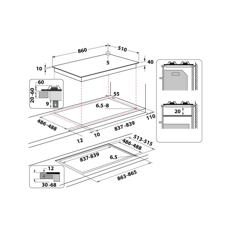 Whirlpool-GOA-9523-WH-Piano-Cottura-a-Gas-5-Zone-Griglie-in-Ghisa-86-cm-Bianco
