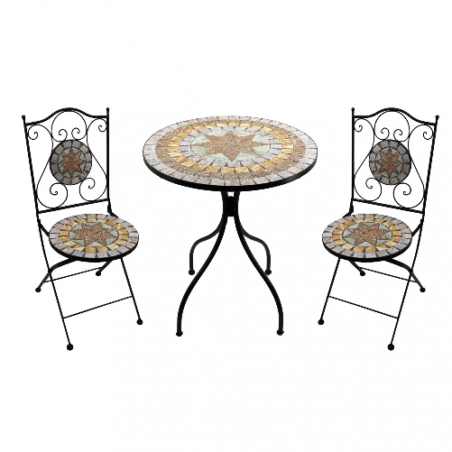MILANI HOME NISA - set due sedie pieghevoli e tavolo rotondo con decori