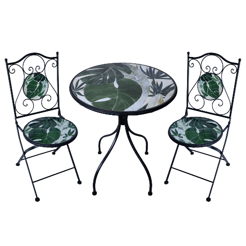 MILANI HOME SINTRA - set due sedie e tavolo rotondo con decori
