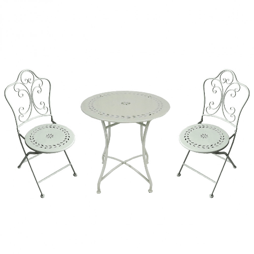 MILANI HOME PALMELA - set due sedie pieghevoli e tavolo rotondo con decori