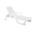 MILANI HOME ZANZIBAR - lettino da giardino in plastica con ruote