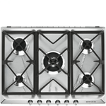 Smeg sr975xgh piano cottura ad incasso estetica victoria a gas 5 fuochi 70/75 cm colore acciaio inox