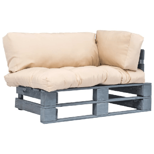 VidaXL Divano da Giardino su Pallet e Cuscini Sabbia in Legno di Pino