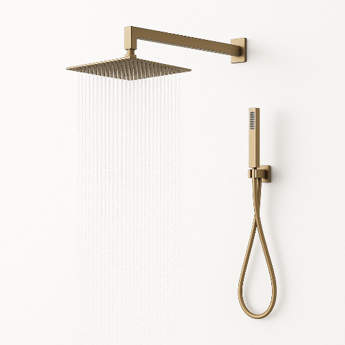 OGOMONDO  Set per doccia soffione quadro in acciaio inox 25x25 millimetri color oro *** finitura