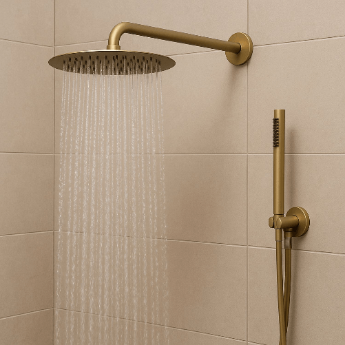 OGOMONDO  Set per doccia soffione tondo in acciaio inox 250 millimetri finitura oro *** finitura