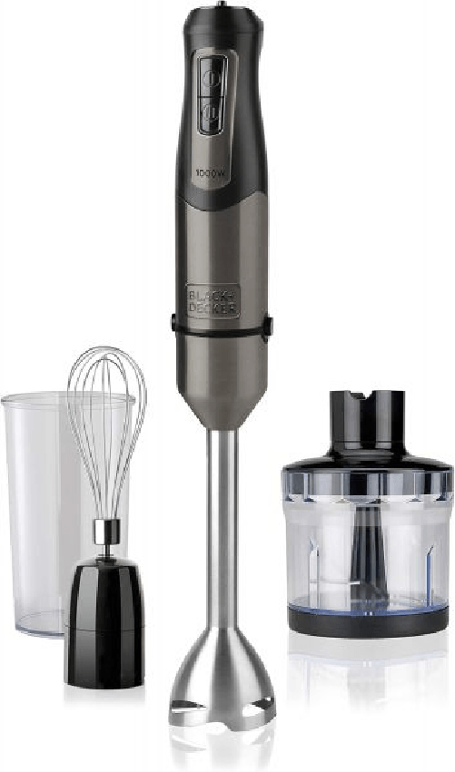 Black & decker  Black+decker bxhba1000e frullatore a immersione, con accessori, 1000 w, inox/plastica, nero/acciaio