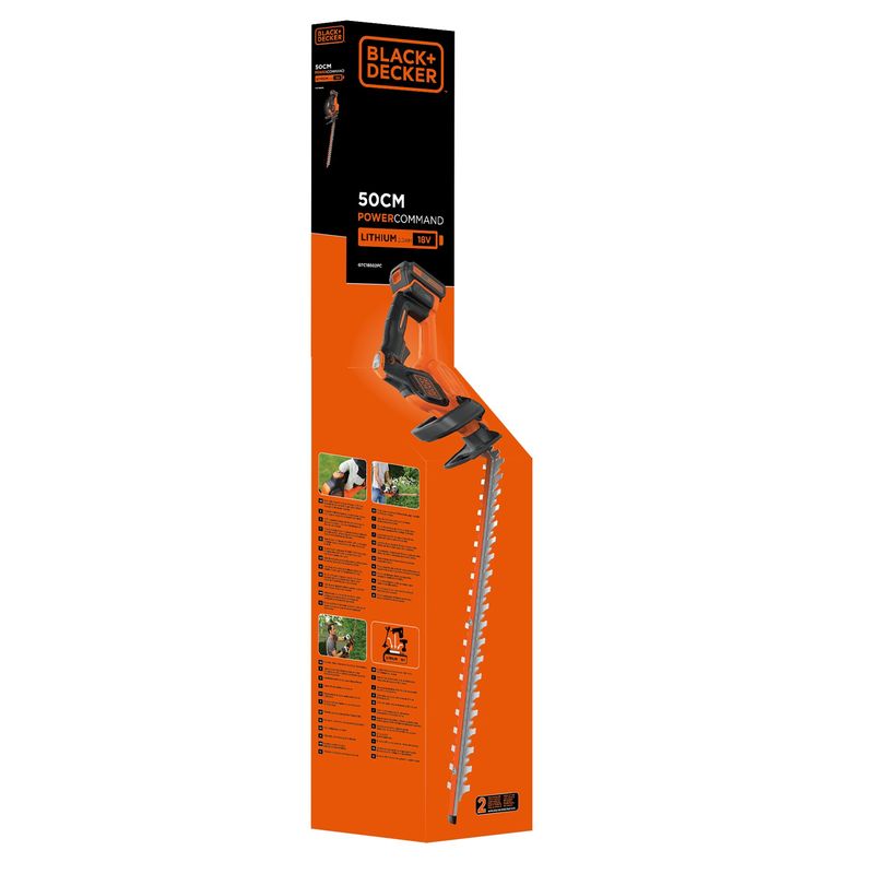 Black-Decker-Tagliasiepi-Elettrico-a-Batteria-Litio-18v-20-ah-lama-cm-50-Powercommand-System