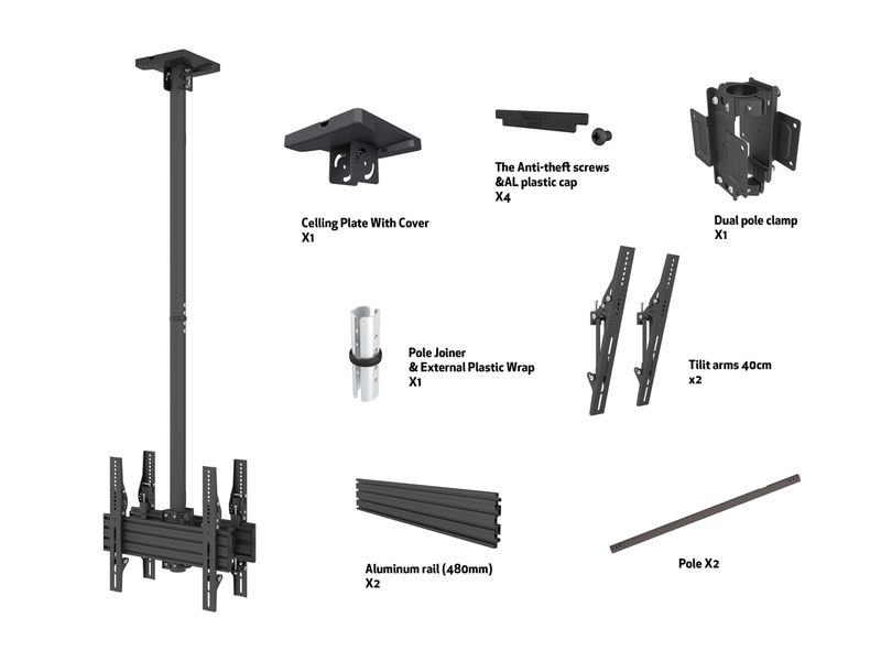 Multibrackets-8892-Supporto-per-display-espositivi-1651-cm--65---Nero