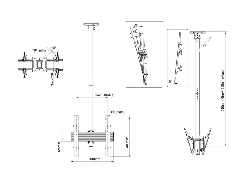 Multibrackets-8892-Supporto-per-display-espositivi-1651-cm--65---Nero