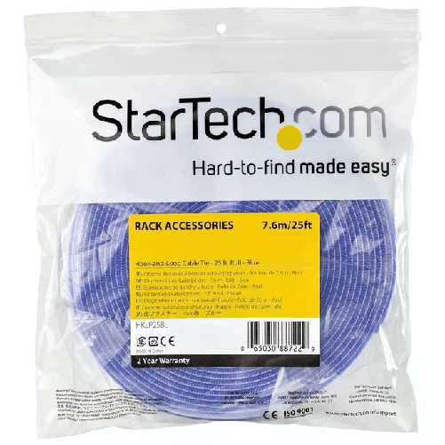 StarTech.com-Rotolo-di-nastro-a-strappo-da-76-m---Fascette-riutilizzabili-da-tagliare-su-misura---Fascette-serracavo-in-tessuto-con-fissaggio-a-strappo-per-cavi-industriali---Blu--HKLP25BL-