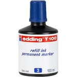 Edding T100 Flacone di ricarica per pennarello indelebile - Capacità 100 ml - Colore blu