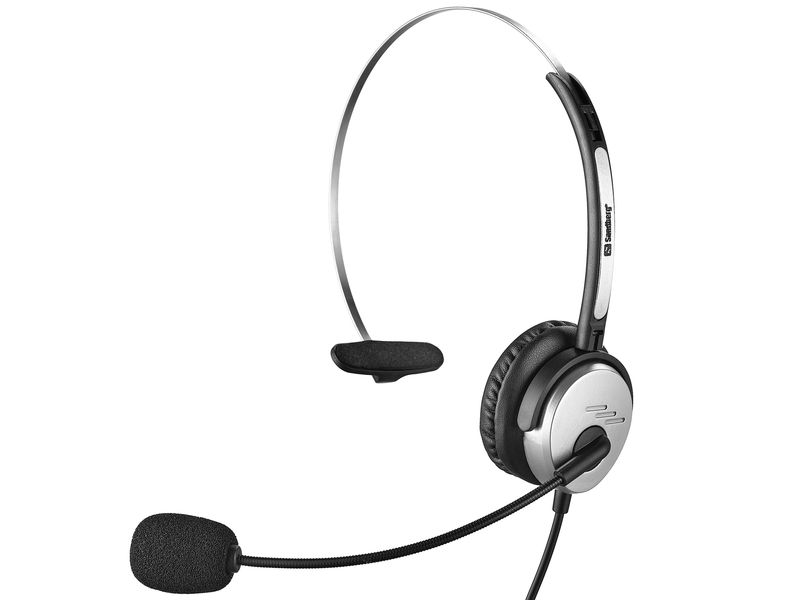 Sandberg-MiniJack-Mono-Headset-Saver-Auricolare-Cablato-A-Padiglione-Ufficio-Nero-Argento