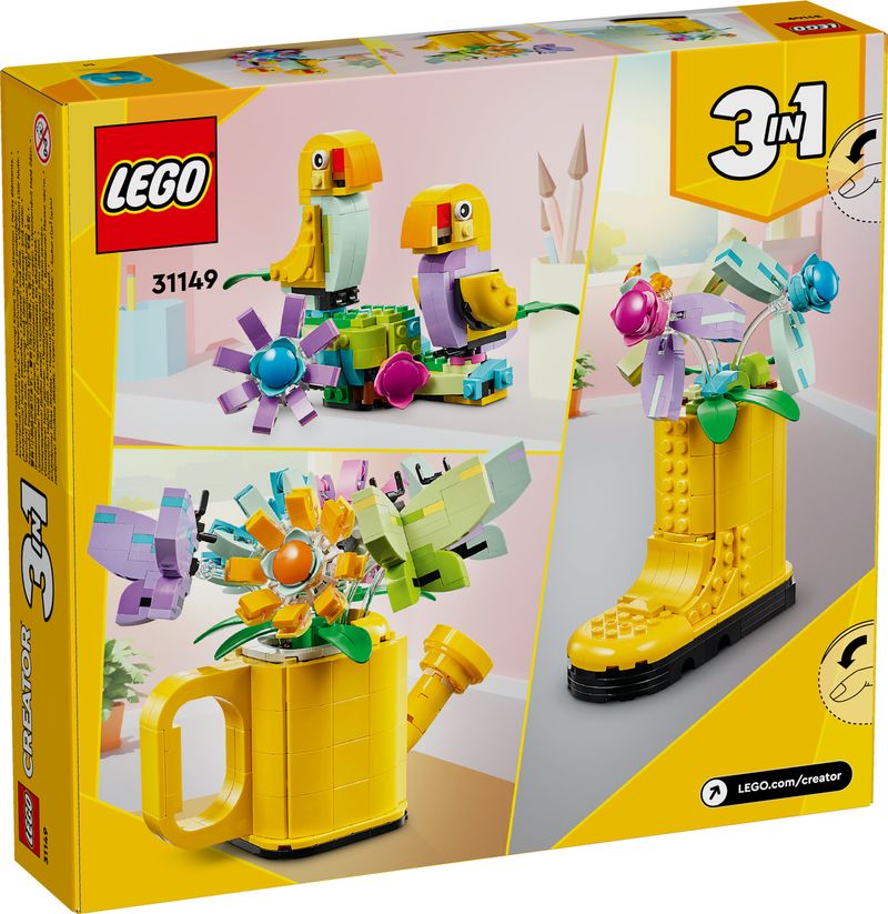 LEGO-Creator-31149-3in1-Innaffiatoio-con-Fiori-Finti-Trasformabile-in-Stivale-o-in-2-Uccelli-con-Trespolo-Giochi-per-Bambini-8-