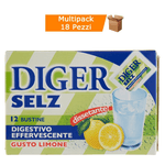 Diger selz digestivo effervescente gusto limone multipack da 18 confezioni 216 bustine totali