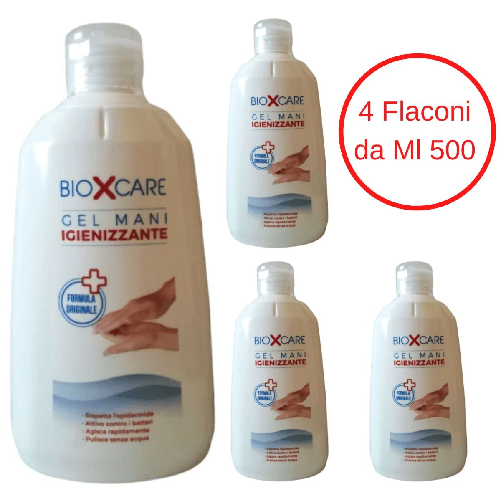BIOXCARE Gel mani igienizzante bioxcare 4 flaconi da ml 500 ognuno formula originale
