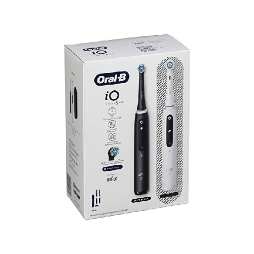 Braun Oral-B iO Series 5 Duo Spazzolino Elettrico Nero-Bianco con 2 Testine