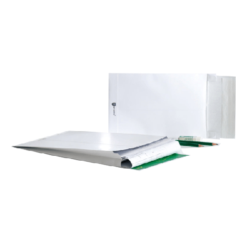 Bong Packaging 100 Buste bianche a sacco con soffietti Securitex  B5 17,6x25x3,8cm 130gr