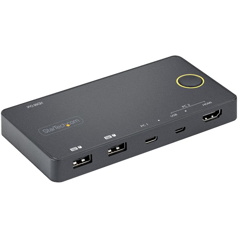 StarTech.com-Switch-KVM-ibrido-HDMI---USB-A-e-USB-C-a-2-porte---Monitor-singolo-HDMI-2.0-4K-60Hz---Switch-KVM-compatto-per-desktop-laptop-HDMI-alimentato-da-bus-USB---Compatibile-con-TB3--SV221HUC4K-