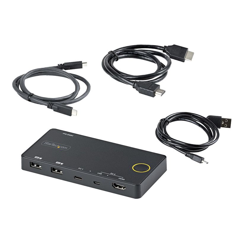 StarTech.com-Switch-KVM-ibrido-HDMI---USB-A-e-USB-C-a-2-porte---Monitor-singolo-HDMI-2.0-4K-60Hz---Switch-KVM-compatto-per-desktop-laptop-HDMI-alimentato-da-bus-USB---Compatibile-con-TB3--SV221HUC4K-