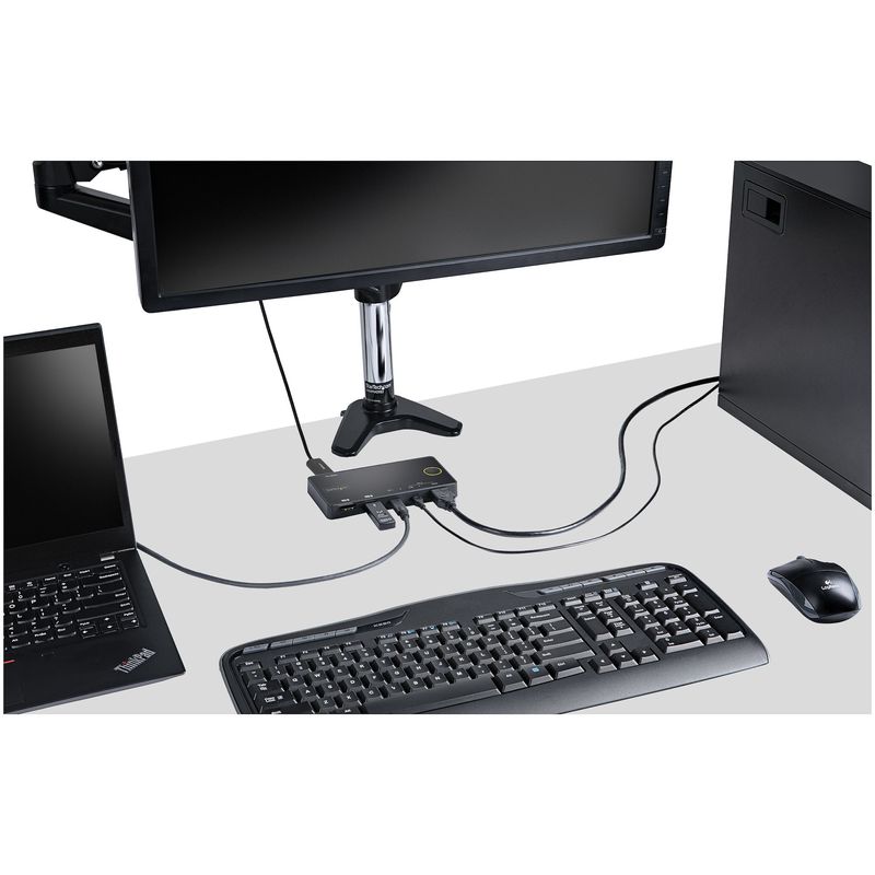StarTech.com-Switch-KVM-ibrido-HDMI---USB-A-e-USB-C-a-2-porte---Monitor-singolo-HDMI-2.0-4K-60Hz---Switch-KVM-compatto-per-desktop-laptop-HDMI-alimentato-da-bus-USB---Compatibile-con-TB3--SV221HUC4K-
