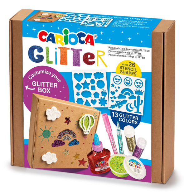 Carioca Scatola Glitter con Stencils