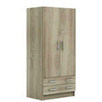 Pidema:Armadio guardaroba cameretta in legno con ante e 2 cassetti. Armadi per camerette rovere con doppia anta e cassettiera, misure 82x46x184H cm.