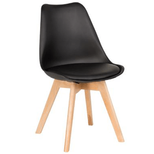 Pidema:Sedia cucina in polipropilene e gambe in legno. Sedie ufficio design nera da scrivania, poltroncina con cuscino ideale anche in soggiorno.