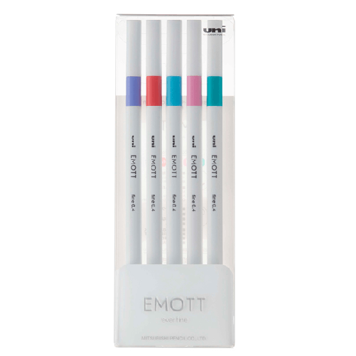 Astuccio-5-fineliner-EMOTT-tratto-0.4mm-colori-ass.-Candy-Pop-Uni-Mitsubishi