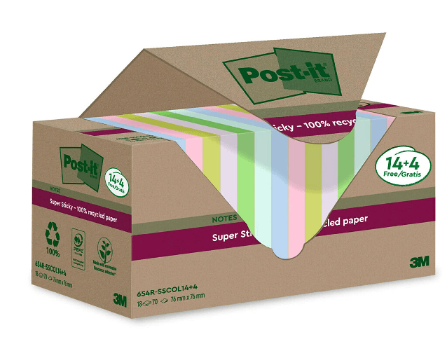 Post-It 7100284782 pouch autoadesiva Quadrato Blu, Verde, Rosa, Viola 70 fogli Autoadesivo