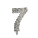 Senza marca Candelina Sweety Argento Glitter 9 cm Numero 7