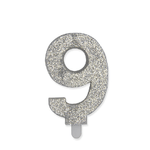 Senza marca Candelina Sweety Argento Glitter 9 cm Numero 9