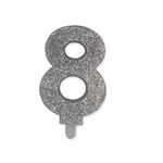 Senza marca Candelina Sweety Argento Glitter 9 cm Numero 8