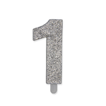 Senza marca Candelina Sweety Argento Glitter 9 cm Numero 1
