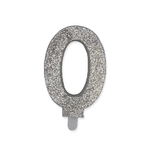 Senza marca Candelina Sweety Argento Glitter 9 cm Numero 0