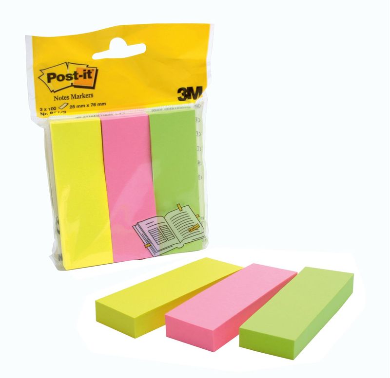 SEGNAPAGINA-Post-it®-671-3--300FG--3COLORI-INDEX-25X76MM-IN-CARTA