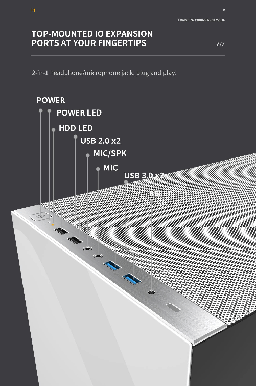 Geometric-Future-Lohan-Case-Mid-Tower-No-Power-Vetro-Temperato-minITX-mATX-ATX-SSI-EEB-Bianco