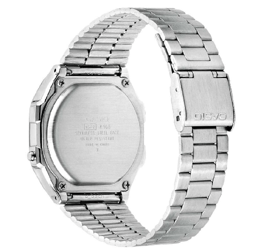 Casio-Orologio-Digitale-al-Quarzo-Unisex-con-Cinturino-in-Acciaio-Inox-Argento