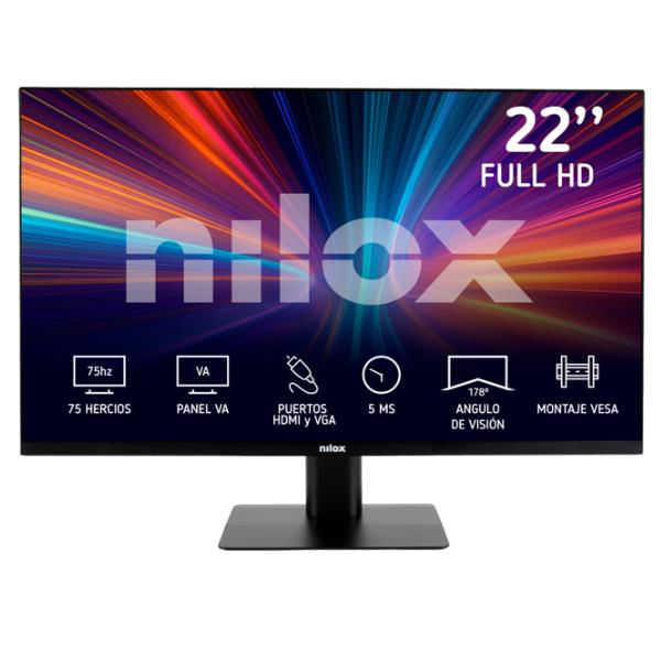 Nilox-Monitor-NXM22FHD11-FullHD-22-Pollici-Frequenza-75Hz-Tempo-di-Risposta-5ms-Ingressi-HDMI-e-VGA-Monitor-PC-con-Retroilluminazione-LED-e-Angolo-di-Visione-178°