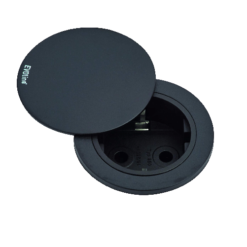 EVO-LINE-Presa-Singola-Compatta-One-1-Schukocoperchio-Nera