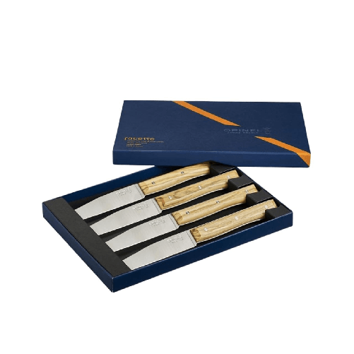 Opinel-Set-Coltelli-da-Tavola-Facette-4-Pezzi-Legno-di-Ulivo