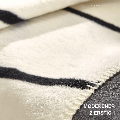 Bugatti-Jacquard-Coperta-Bianco-con-Strisce-di-Lana-150x200cm