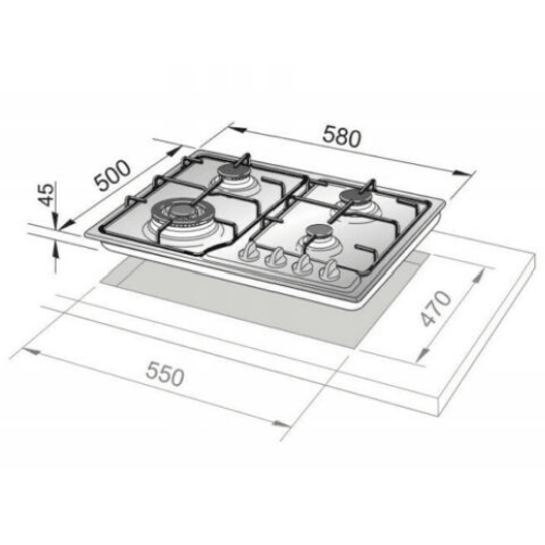 De-Longhi-SF-46-ASV-Piano-Cottura-da-Incasso-60-cm-Comandi-Frontali-4-fuochi-Colore-Sabbia---SF46ASV