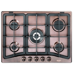 De Longhi ROF 57 PRO Piano Cottura 5 Fuochi a Gas da Incasso (1 Bruciatore Wok) Larghezza 68 cm colore Rame - ROF57PRO