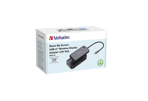 Verbatim-Share-my-Screen-Adattatore-per-Display-Wireless-USB-C-1080P-con-Hub