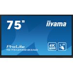Iiyama Prolite TE7512MIS-B3AG Display IPS LED 74.5'' 4K UHD 40 Punti Touch PureTouch IR VGA HDMI USB-C USB3.0-2.0 RS