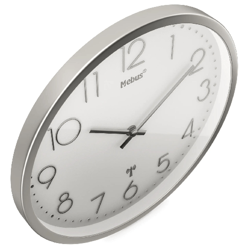 Mebus-19776-Orologio-da-Parete-Radiocontrollato-Argento-Bianco