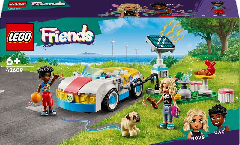 LEGO-Friends-42609-Auto-Elettrica-e-Caricabatterie-Giochi-per-Bambini-di-6--Anni-con-Macchina-Giocattolo-e-2-Mini-Bamboline