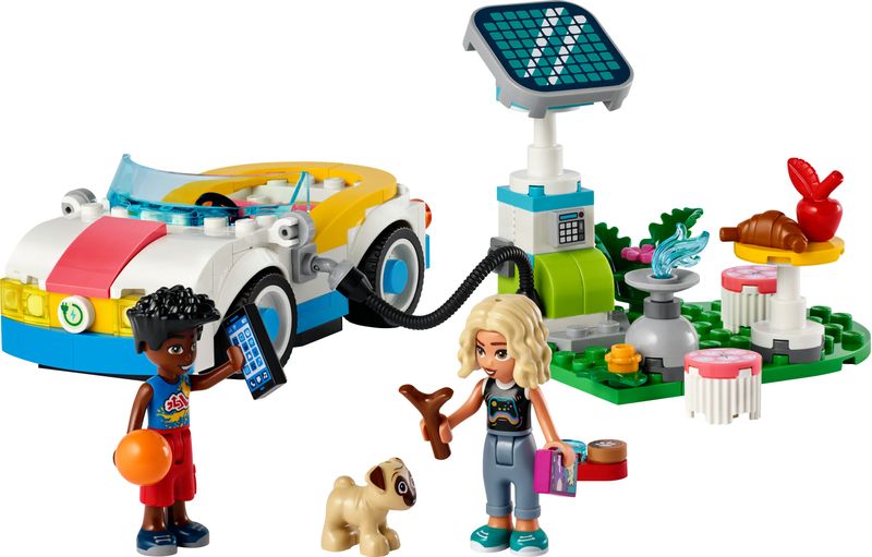 LEGO-Friends-42609-Auto-Elettrica-e-Caricabatterie-Giochi-per-Bambini-di-6--Anni-con-Macchina-Giocattolo-e-2-Mini-Bamboline